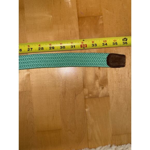 les canebiers Aqua Blue Brown Leather Canvas Braided Belt XS main image 4